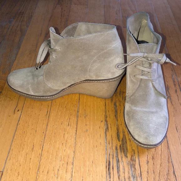 J. Crew Shoes - J. Crew Tan Suede 3” Wedge Ankle Boots